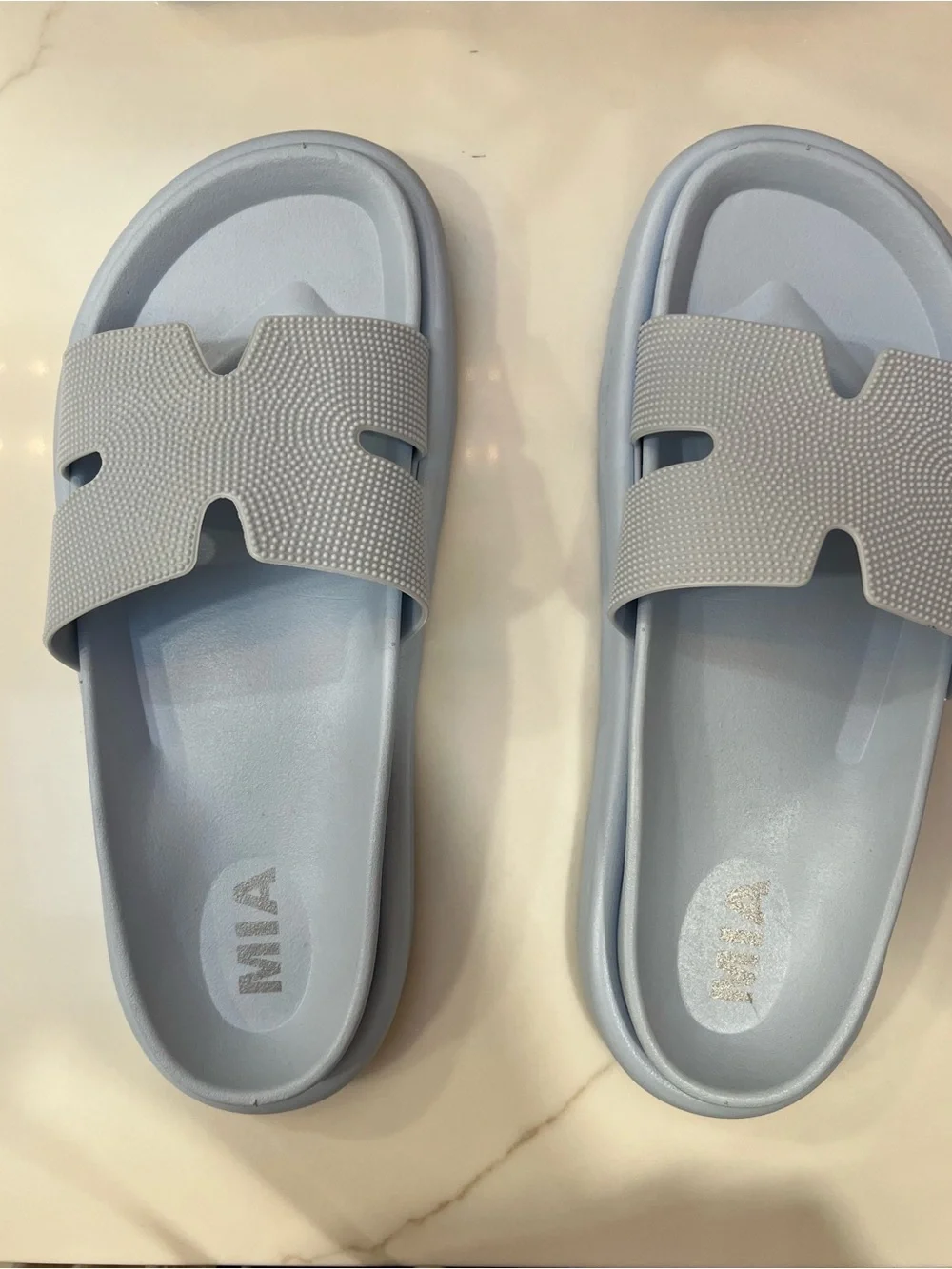 MIA Bertini Light Blue H-Strap Slide Sandals - Size Medium 8-9